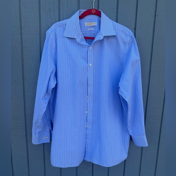 Michael Kors Light Blue and White Checked Dress Shirt - Picture 1 of 7